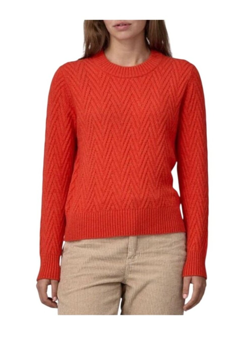 Patagonia Recycled Wool Blend Crewneck Sweater Women’s Size XL Orange Madder Red